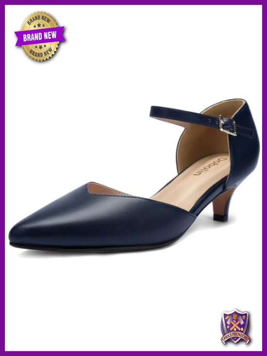 Shoes - Low Heel Kitten Heels Pumps for Women Ankle Strap Pointed Toe Closed Toe Dance